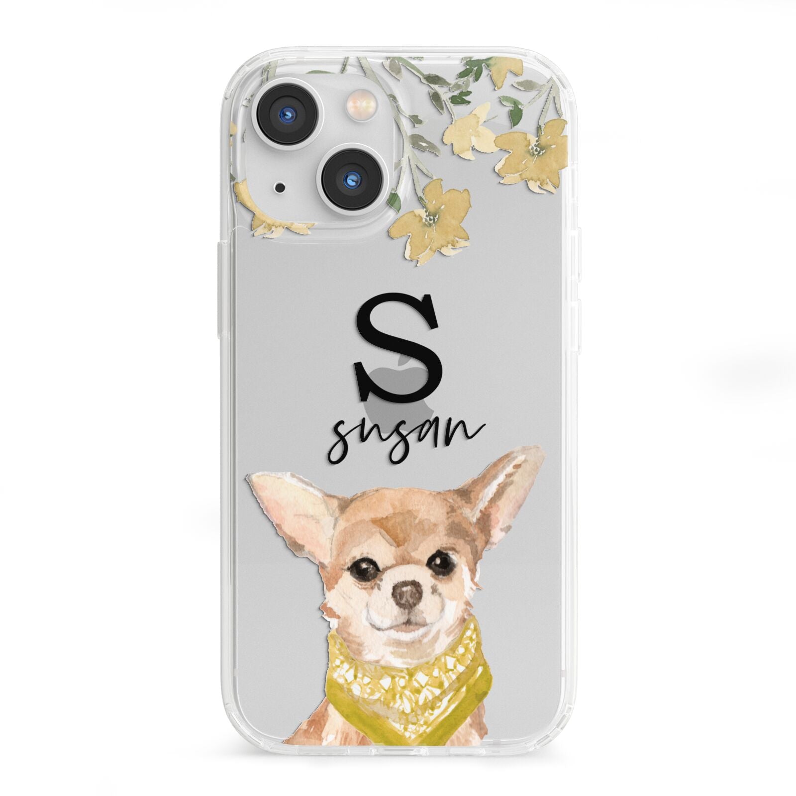 Personalised Chihuahua Dog iPhone 13 Mini Clear Bumper Case