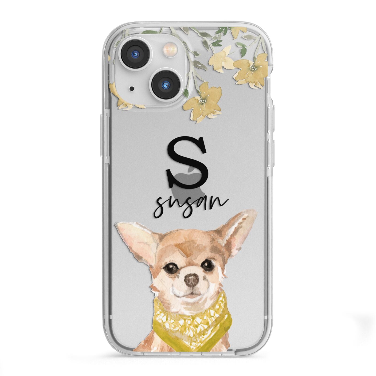 Personalised Chihuahua Dog iPhone 13 Mini TPU Impact Case with White Edges