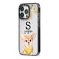 Personalised Chihuahua Dog iPhone 13 Pro Black Impact Case Side Angle on Silver phone