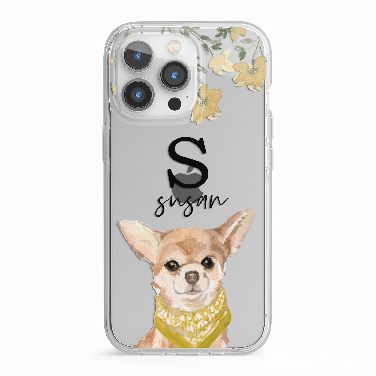 Personalised Chihuahua Dog iPhone 13 Pro TPU Impact Case with White Edges