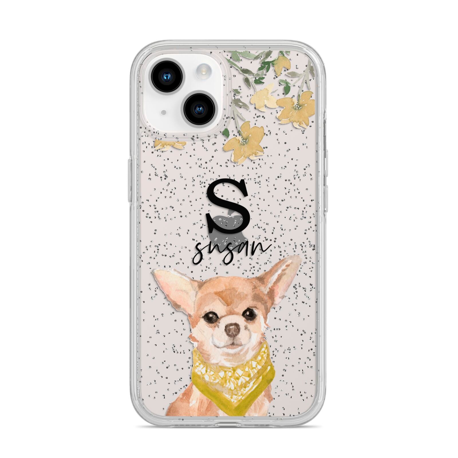 Personalised Chihuahua Dog iPhone 14 Glitter Tough Case Starlight