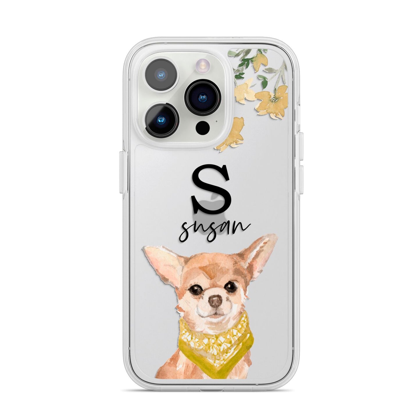 Personalised Chihuahua Dog iPhone 14 Pro Clear Tough Case Silver