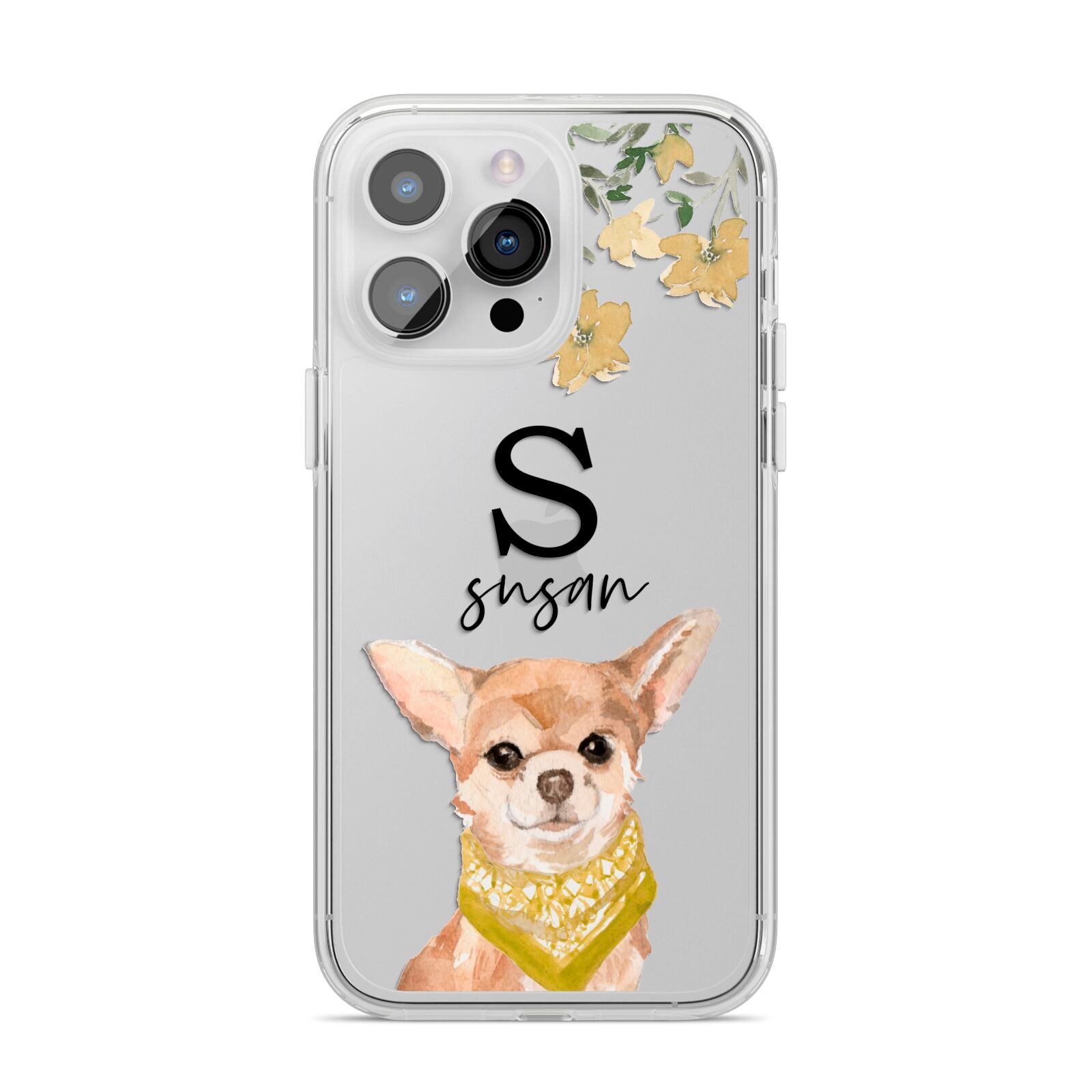 Personalised Chihuahua Dog iPhone 14 Pro Max Clear Tough Case Silver