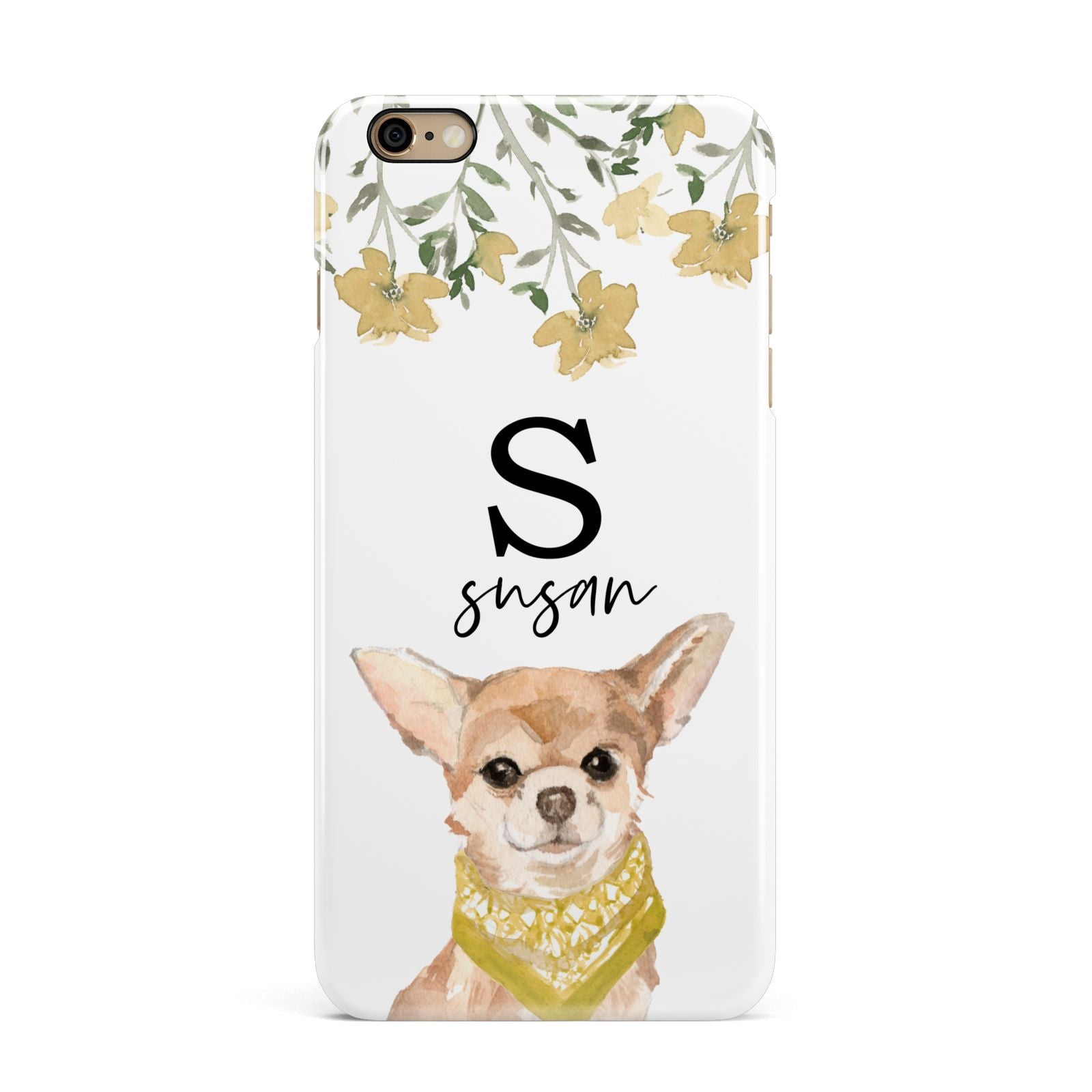 Personalised Chihuahua Dog iPhone 6 Plus 3D Snap Case on Gold Phone