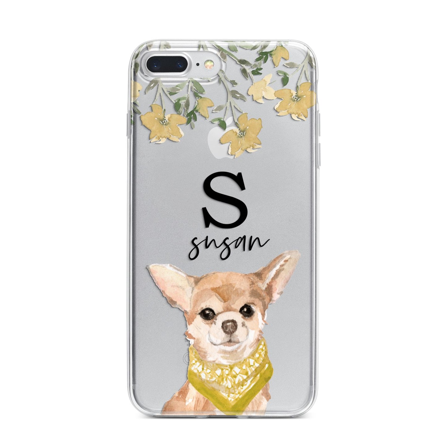 Personalised Chihuahua Dog iPhone 7 Plus Bumper Case on Silver iPhone