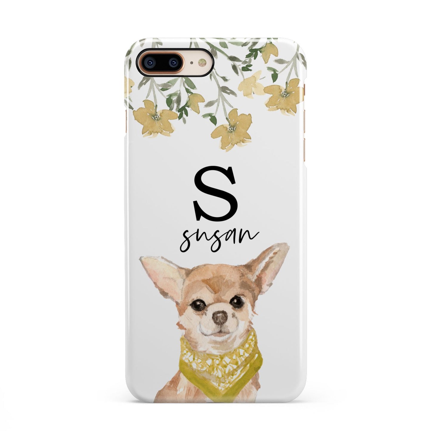 Personalised Chihuahua Dog iPhone 8 Plus 3D Snap Case on Gold Phone