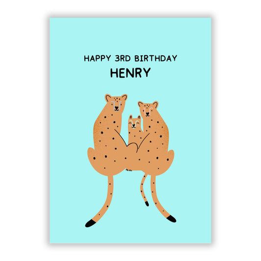 Personalised Children s Birthday Leopard A5 Flat Greetings Card