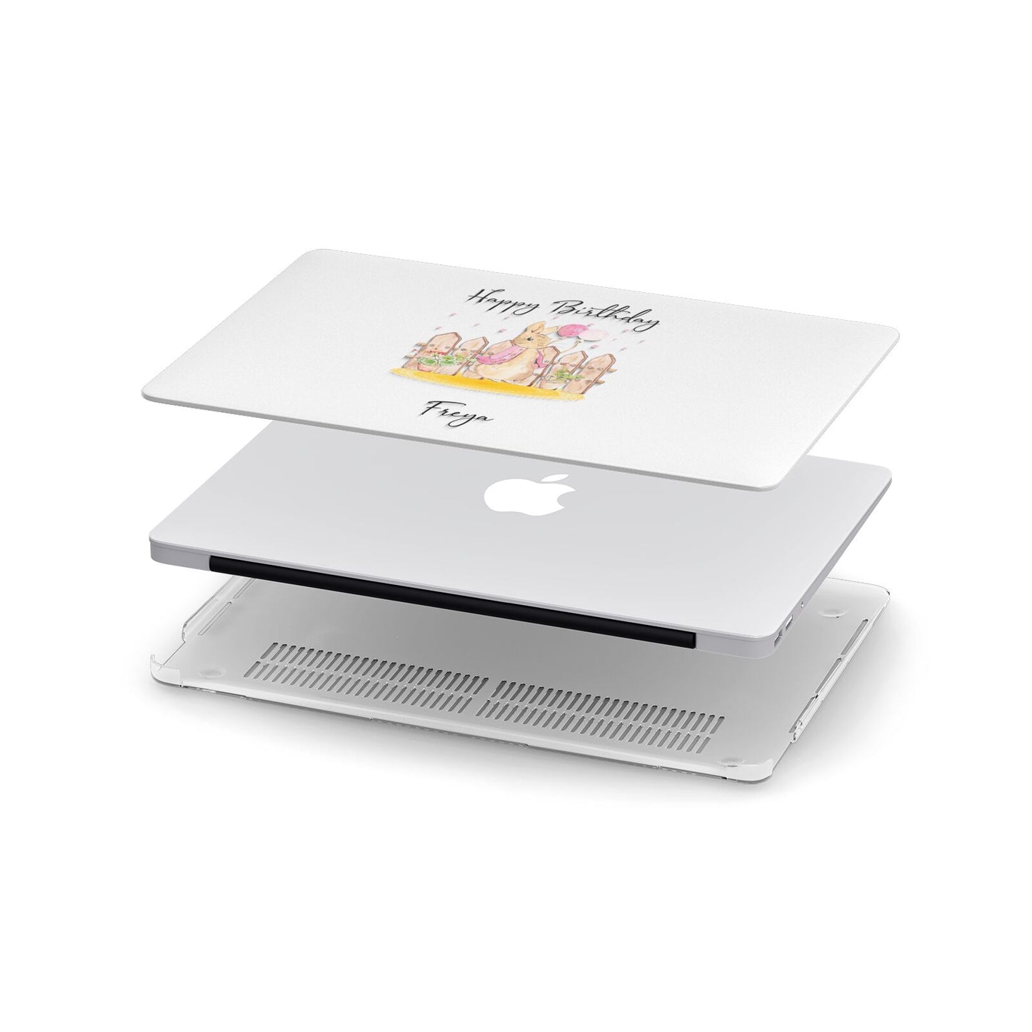 Personalised Children s Birthday Rabbit Apple MacBook Case in Detail