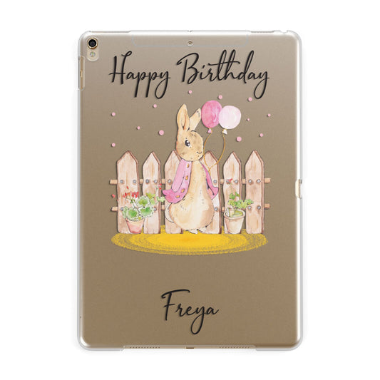 Personalised Children s Birthday Rabbit Apple iPad Gold Case