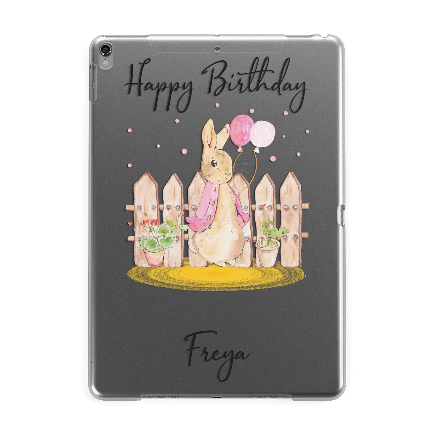 Personalised Children s Birthday Rabbit Apple iPad Grey Case
