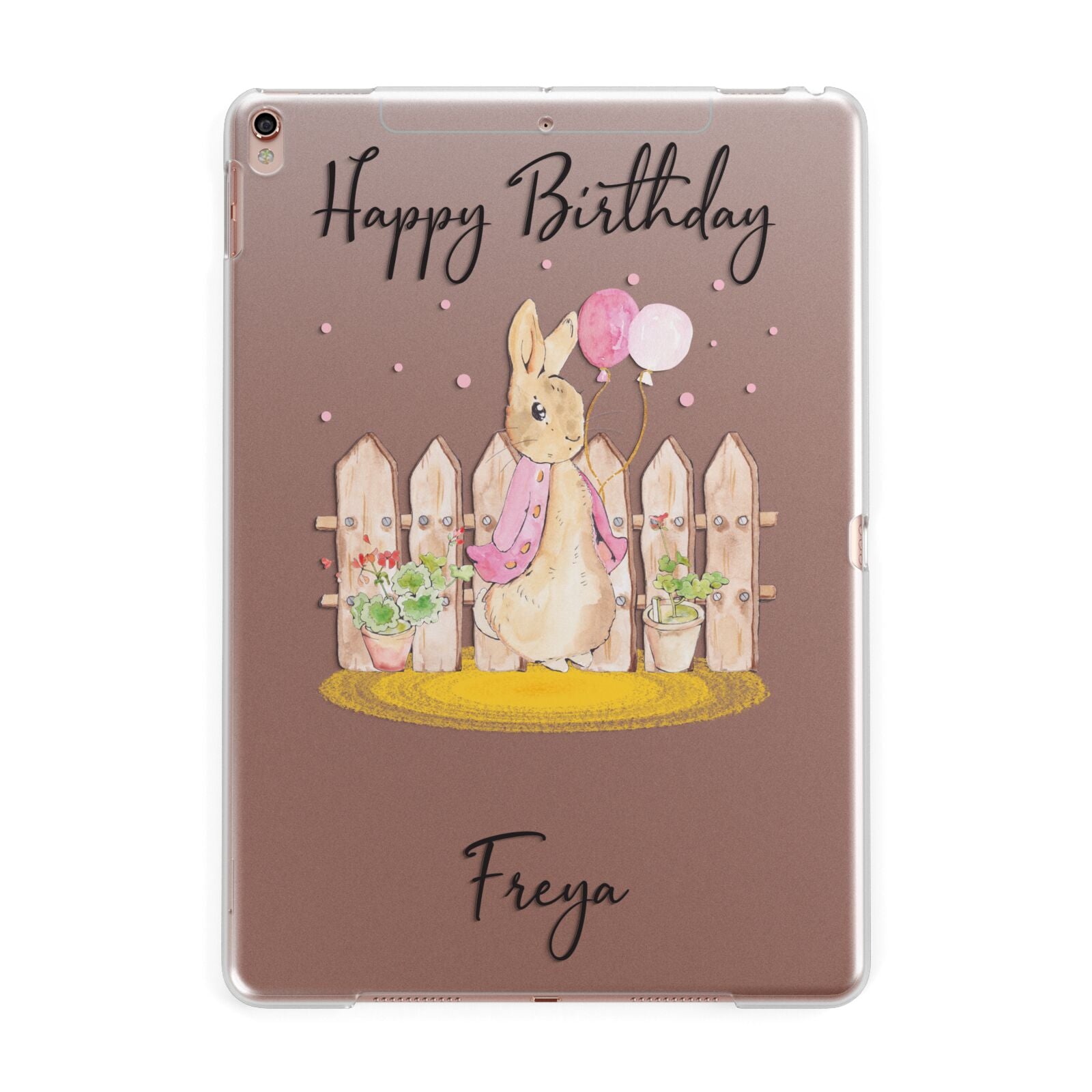 Personalised Children s Birthday Rabbit Apple iPad Rose Gold Case