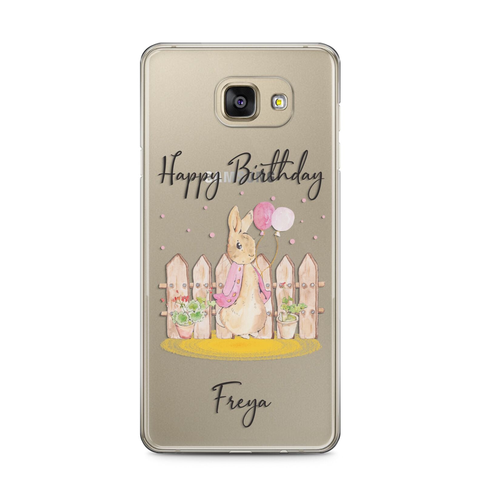 Personalised Children s Birthday Rabbit Samsung Galaxy A5 2016 Case on gold phone