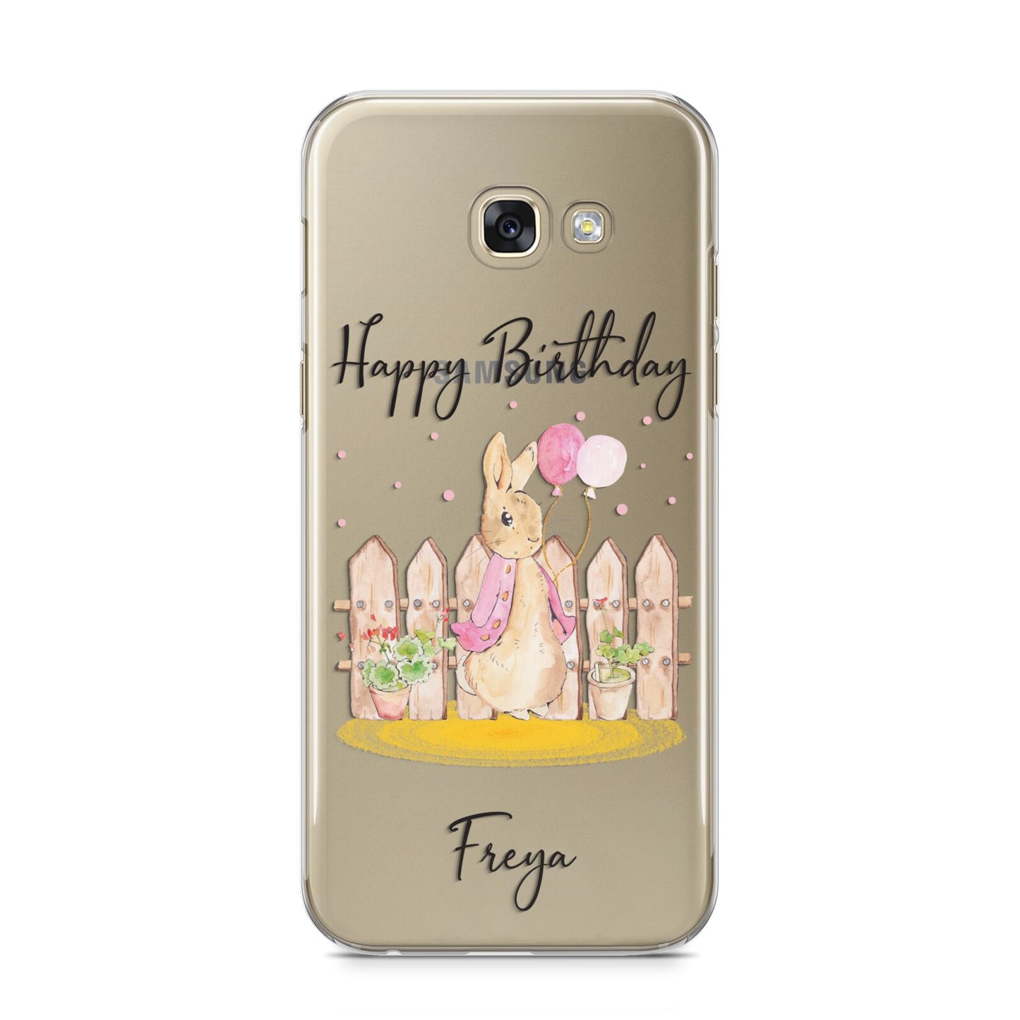 Personalised Children s Birthday Rabbit Samsung Galaxy A5 2017 Case on gold phone