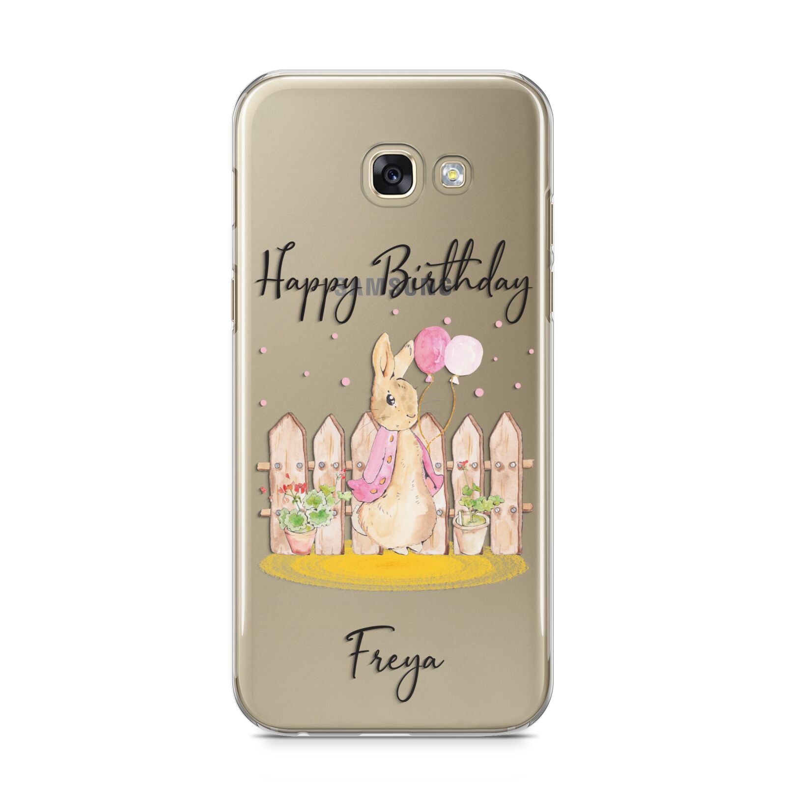 Personalised Children s Birthday Rabbit Samsung Galaxy A5 2017 Case on gold phone