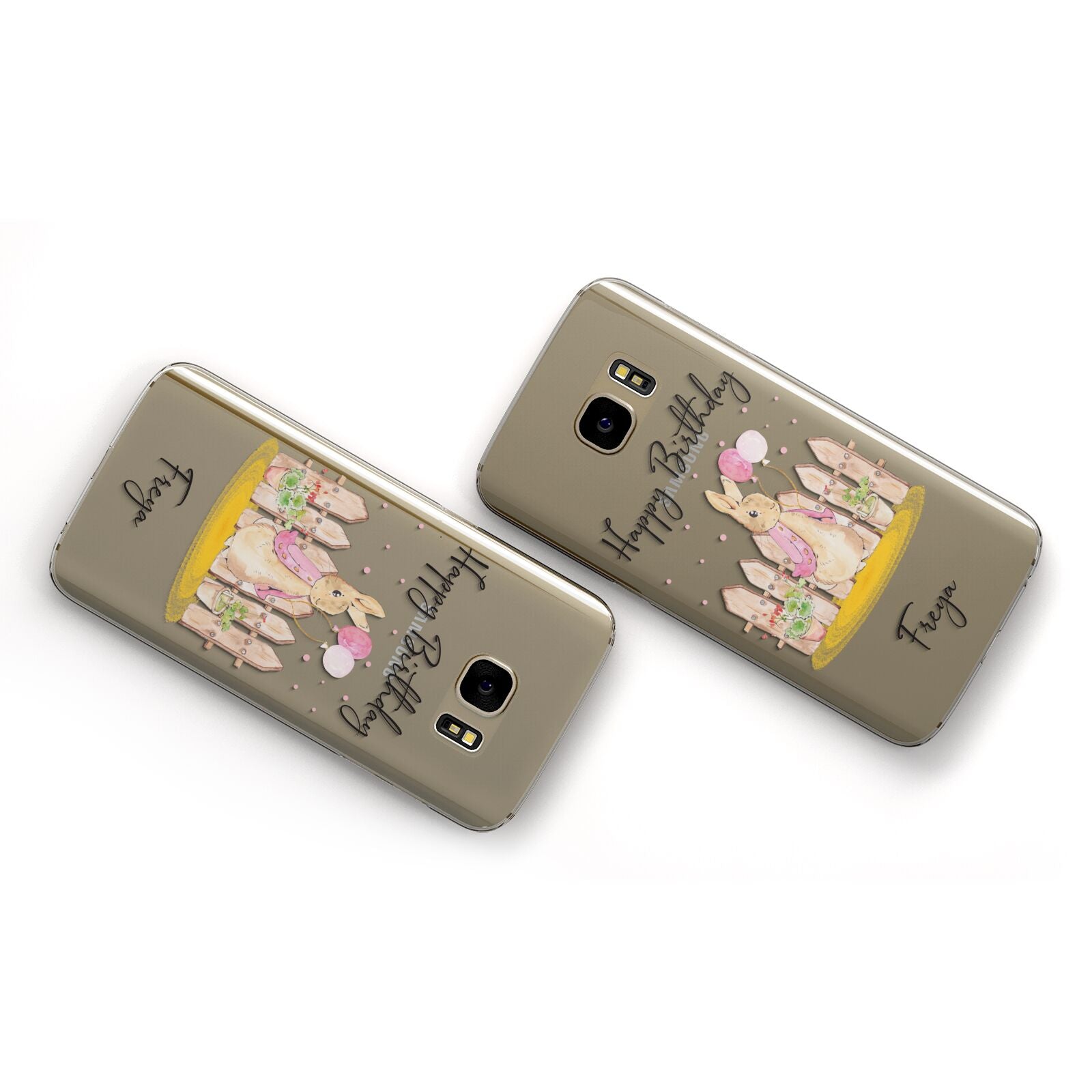 Personalised Children s Birthday Rabbit Samsung Galaxy Case Flat Overview