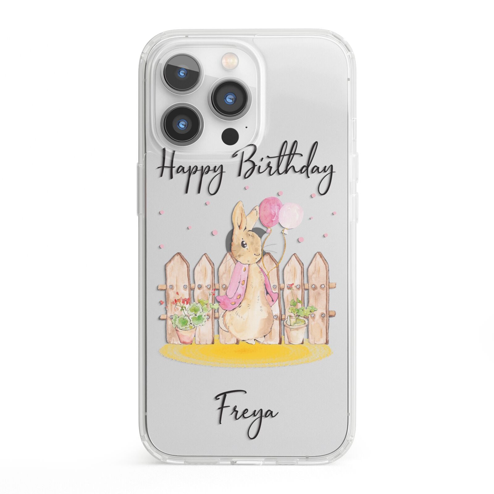 Personalised Children s Birthday Rabbit iPhone 13 Pro Clear Bumper Case