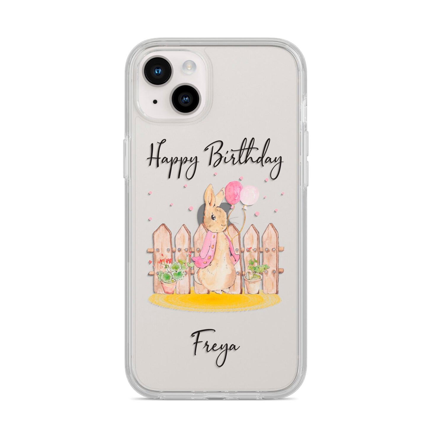 Personalised Children s Birthday Rabbit iPhone 14 Plus Clear Tough Case Starlight