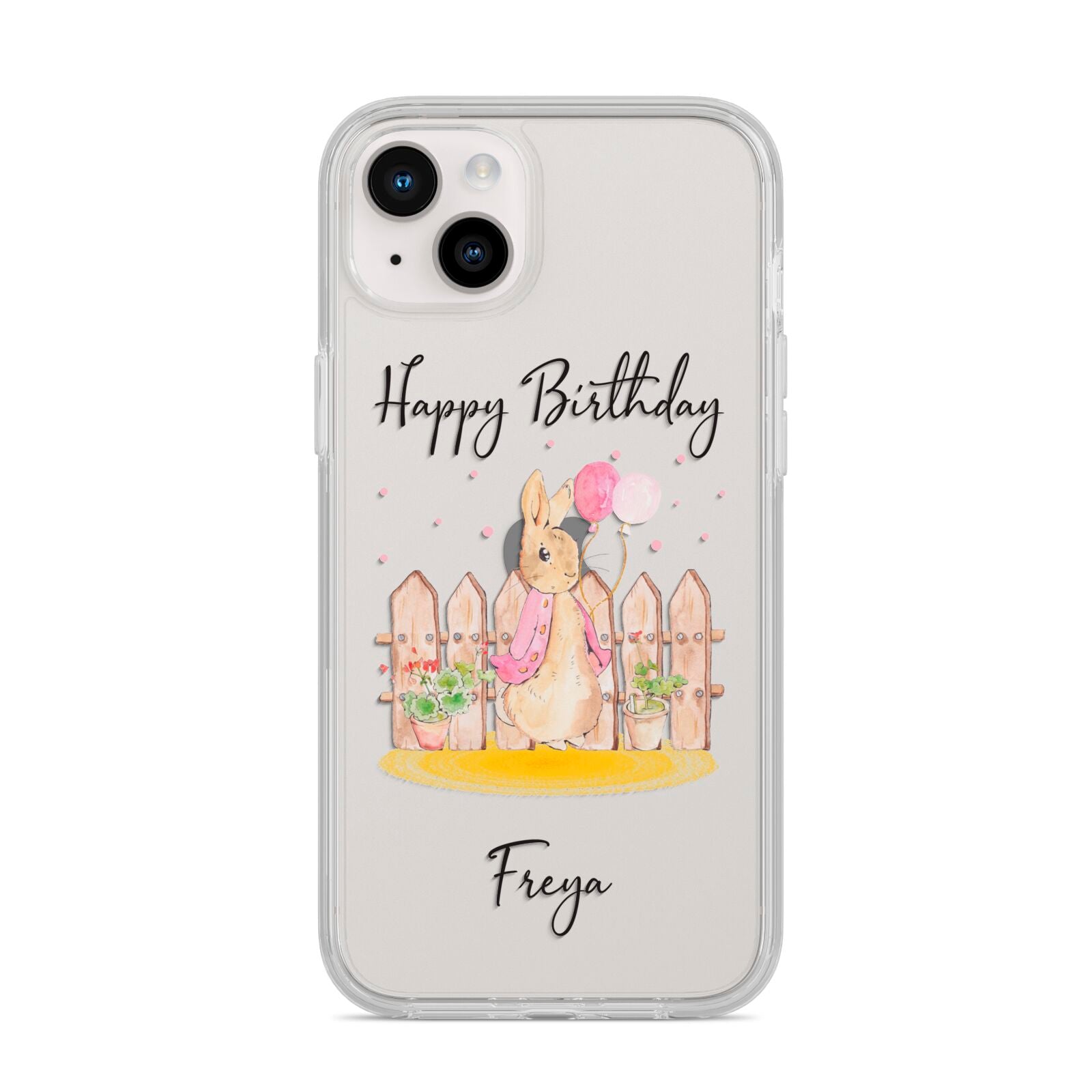 Personalised Children s Birthday Rabbit iPhone 14 Plus Clear Tough Case Starlight