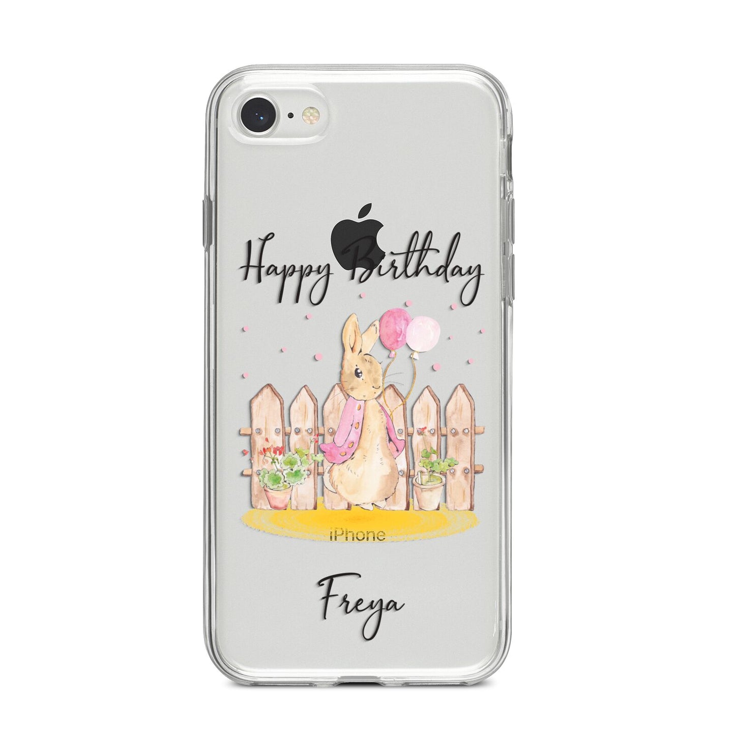 Personalised Children s Birthday Rabbit iPhone 8 Bumper Case on Silver iPhone