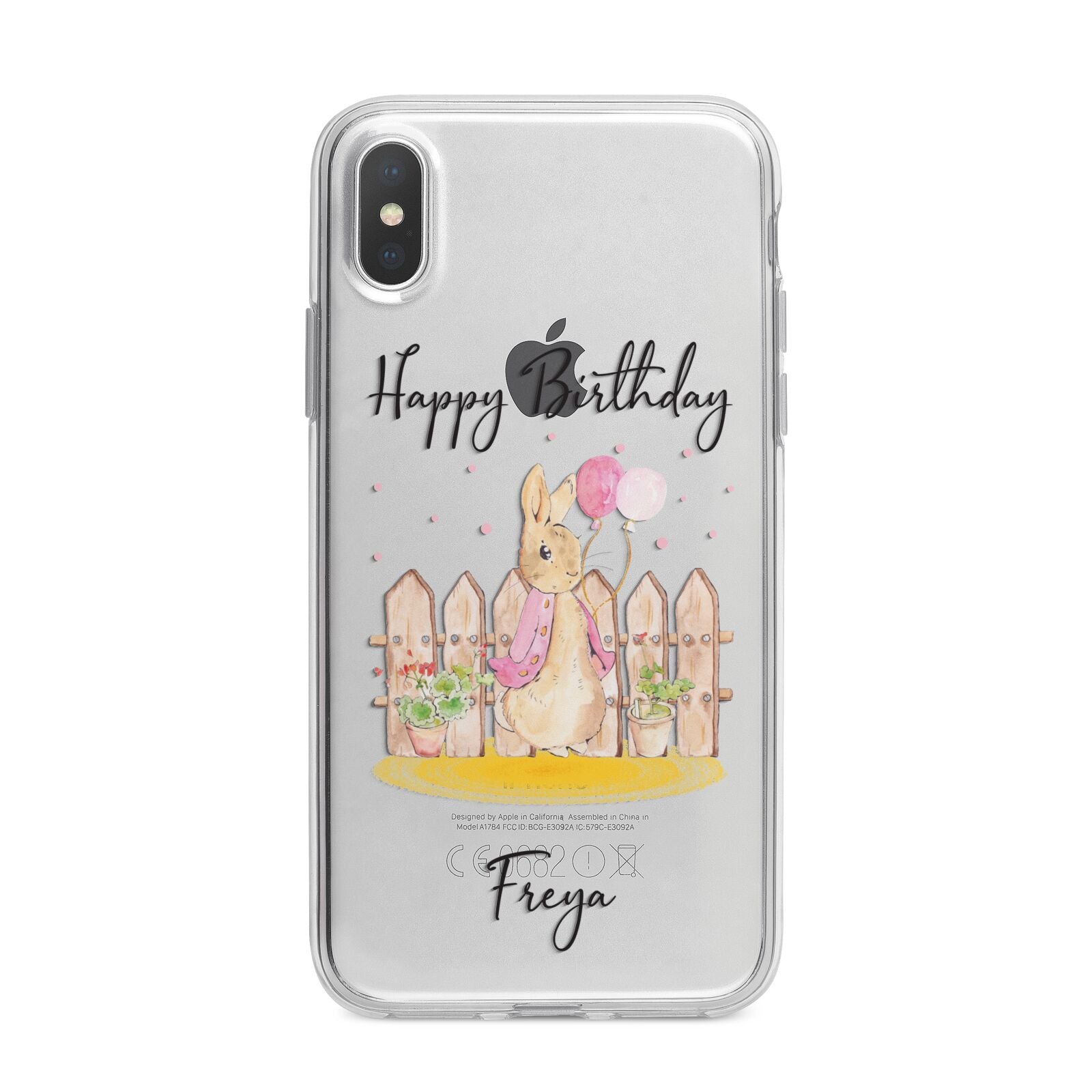 Personalised Children s Birthday Rabbit iPhone X Bumper Case on Silver iPhone Alternative Image 1