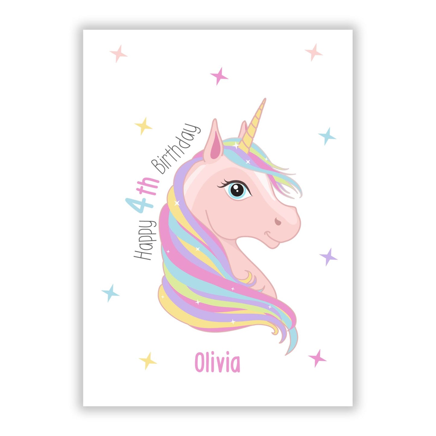 Personalised Children s Birthday Unicorn A5 Flat Greetings Card