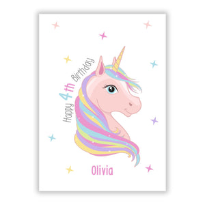 Personalised Children's Birthday Unicorn Greetings Card