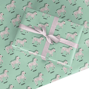 Personalised Children's Birthday Zebra Wrapping Paper