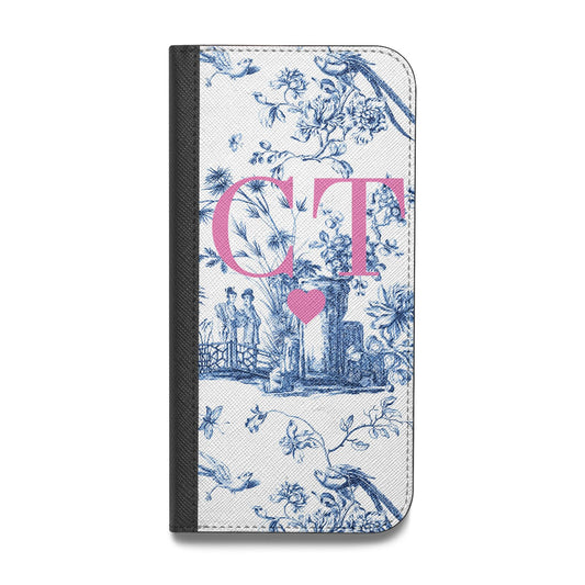 Personalised Chinoiserie Initials Vegan Leather Flip iPhone Case