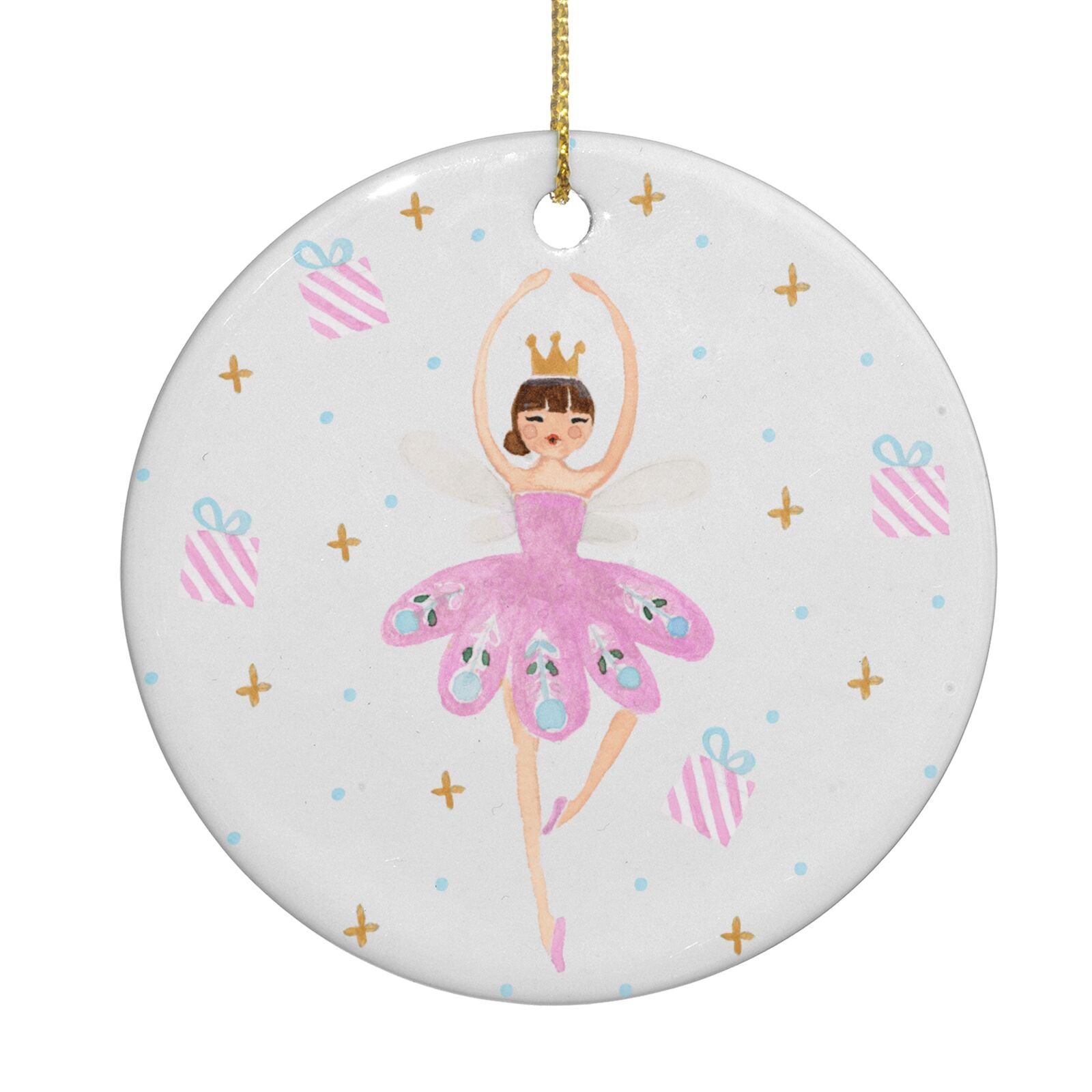 Personalised Christmas Ballerina Circle Decoration Back Image