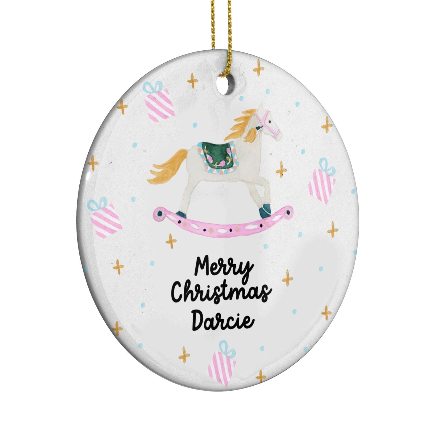 Personalised Christmas Ballerina Circle Decoration Side Angle