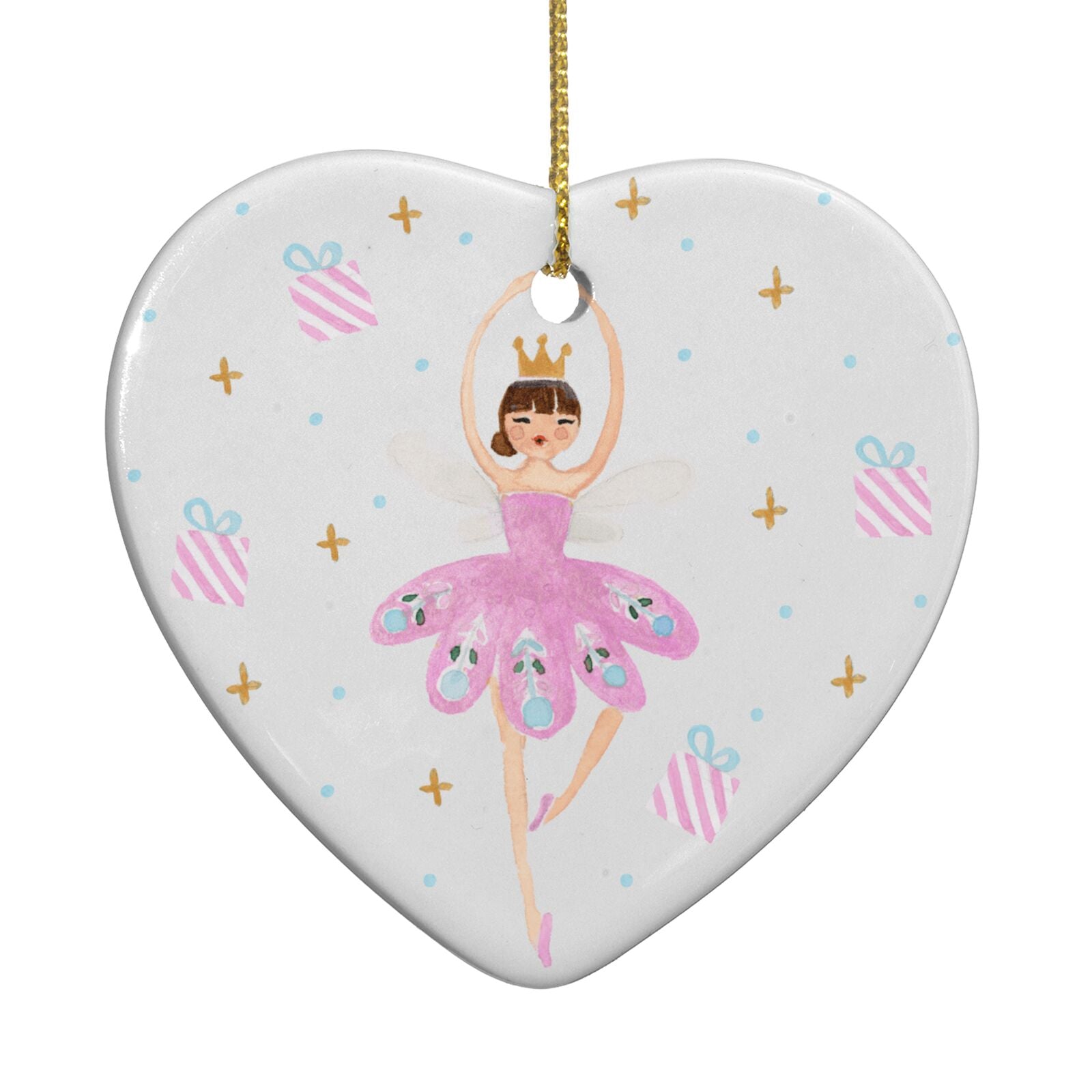 Personalised Christmas Ballerina Heart Decoration Back Image