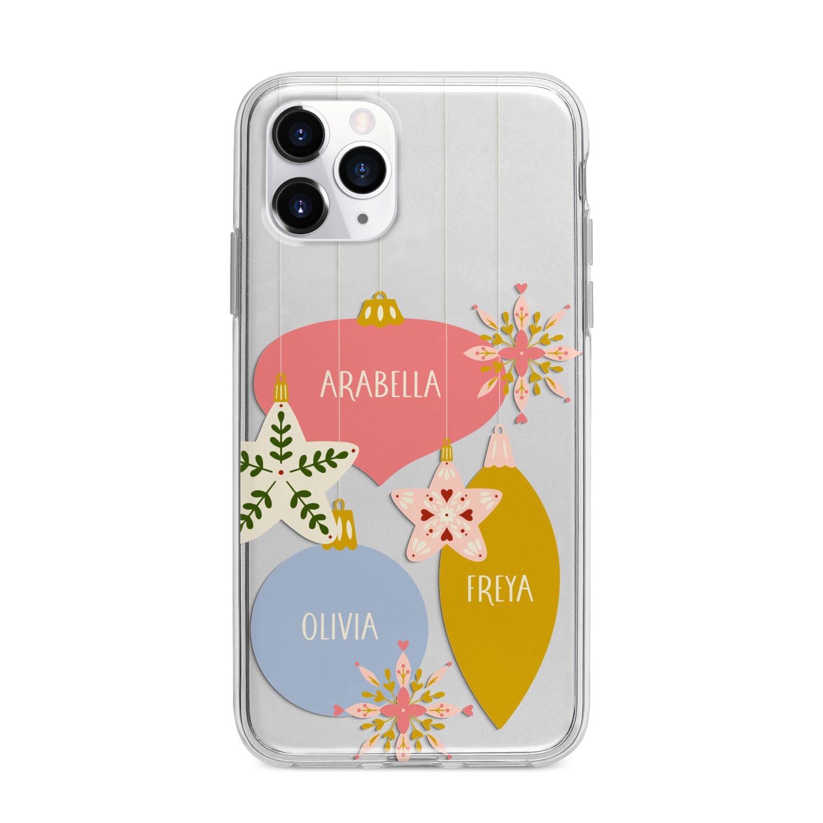 Personalised Christmas Bauble Apple iPhone 11 Pro in Silver with Bumper Case