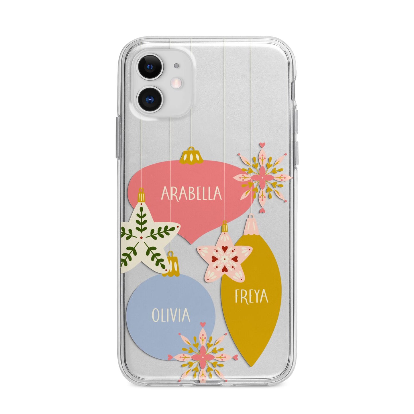 Personalised Christmas Bauble Apple iPhone 11 in White with Bumper Case