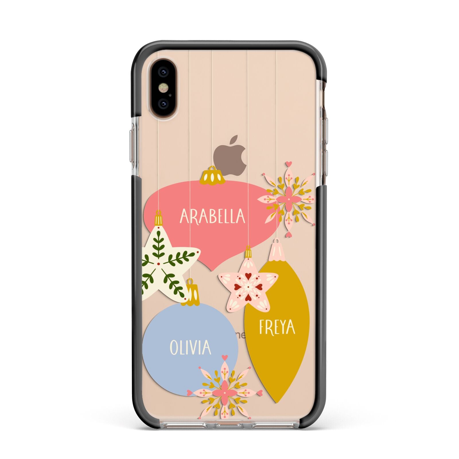 Personalised Christmas Bauble Apple iPhone Xs Max Impact Case Black Edge on Gold Phone