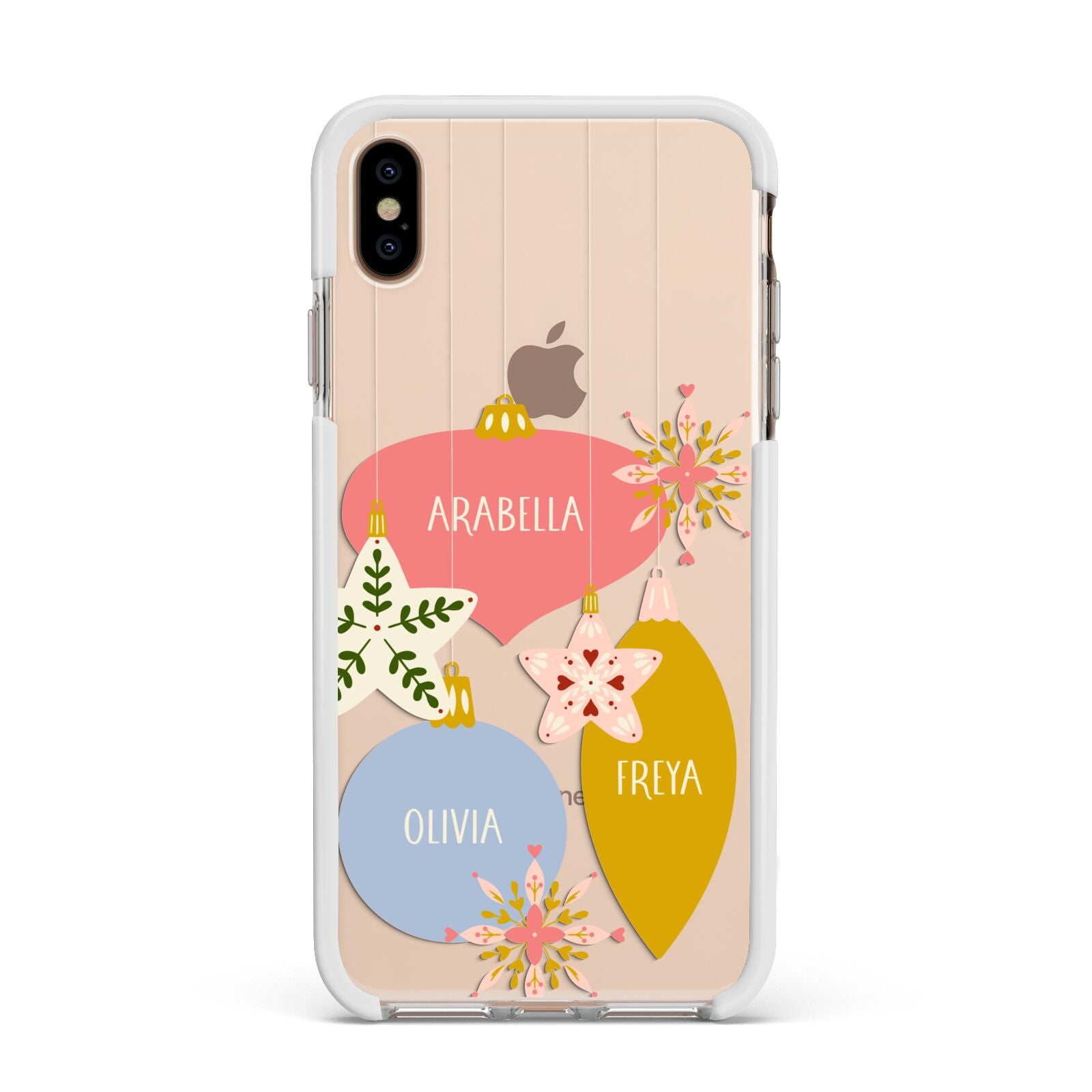 Personalised Christmas Bauble Apple iPhone Xs Max Impact Case White Edge on Gold Phone