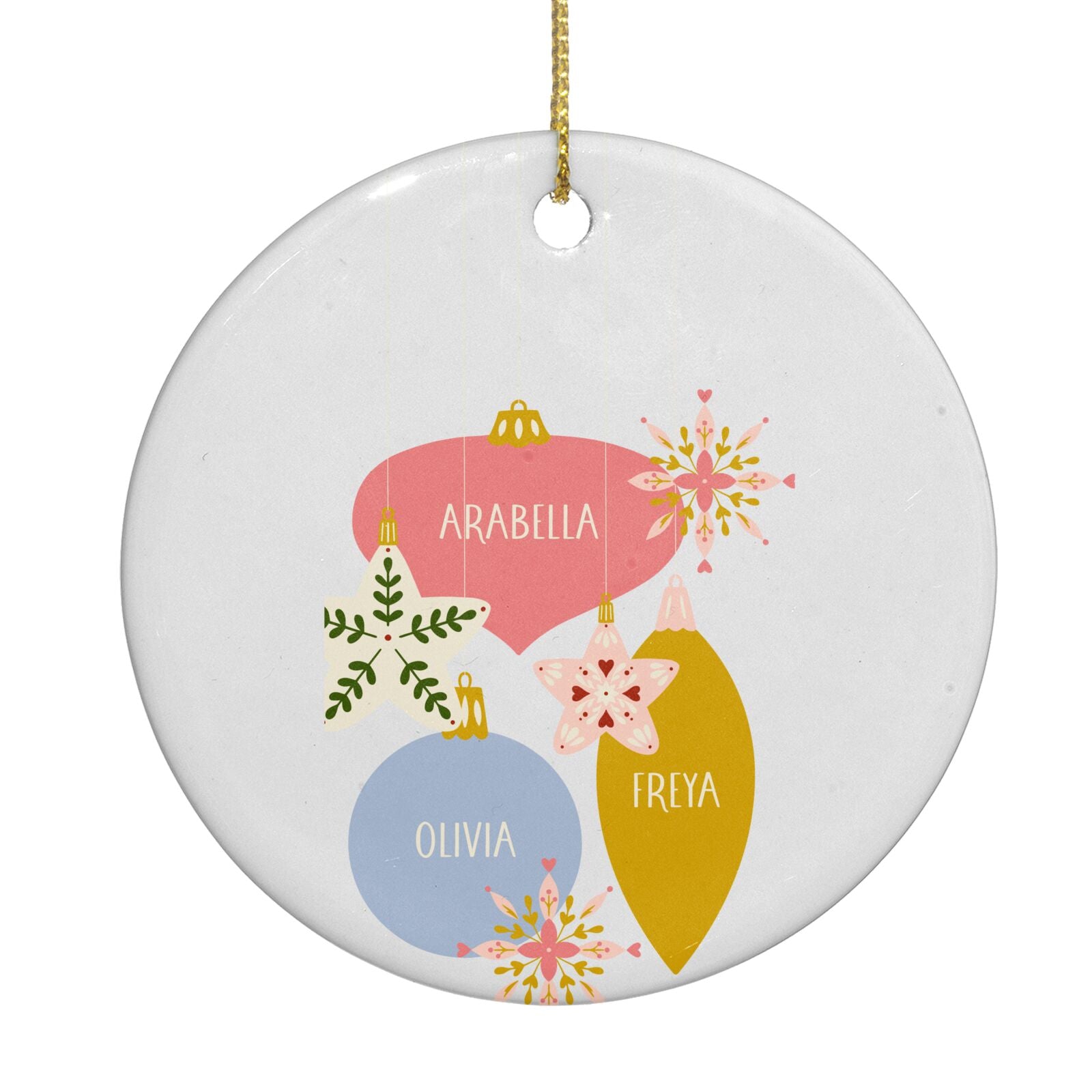 Personalised Christmas Bauble Circle Decoration Back Image