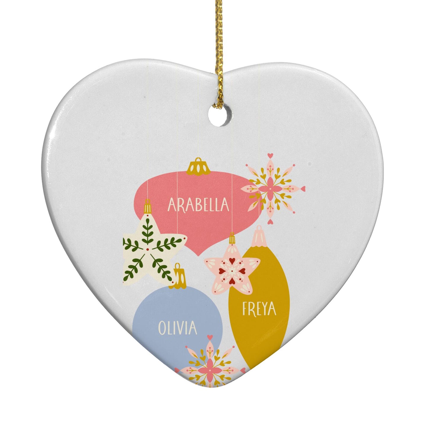 Personalised Christmas Bauble Heart Decoration Back Image