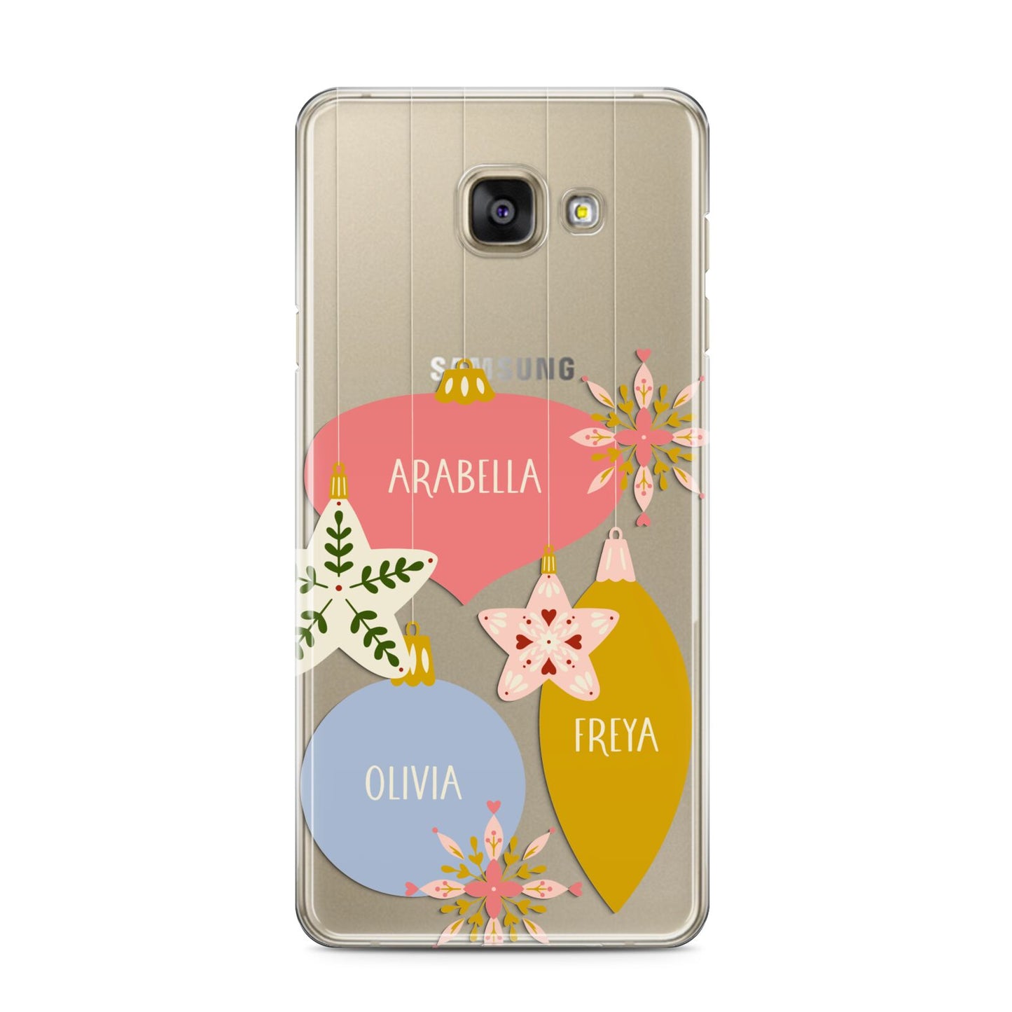 Personalised Christmas Bauble Samsung Galaxy A3 2016 Case on gold phone