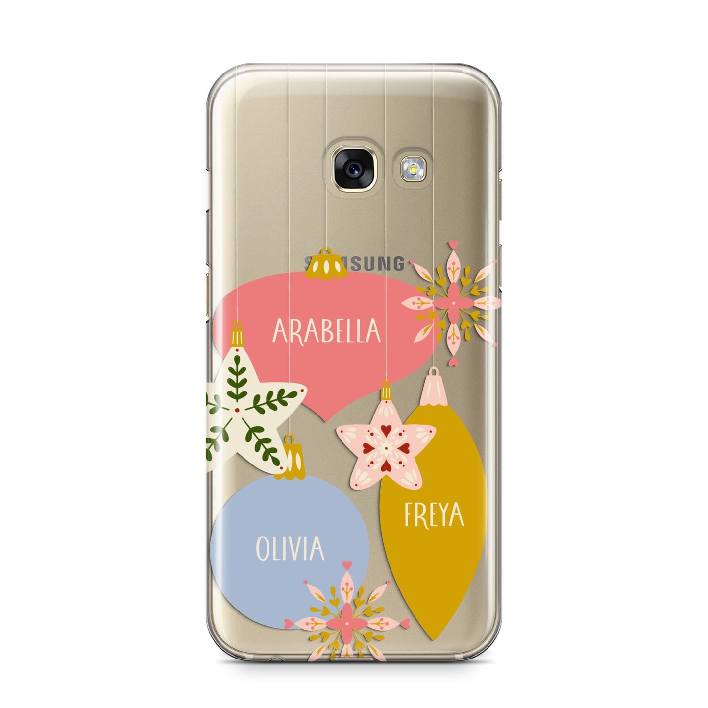 Personalised Christmas Bauble Samsung Galaxy A3 2017 Case on gold phone