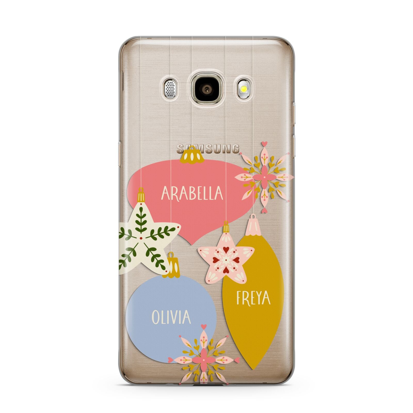 Personalised Christmas Bauble Samsung Galaxy J7 2016 Case on gold phone