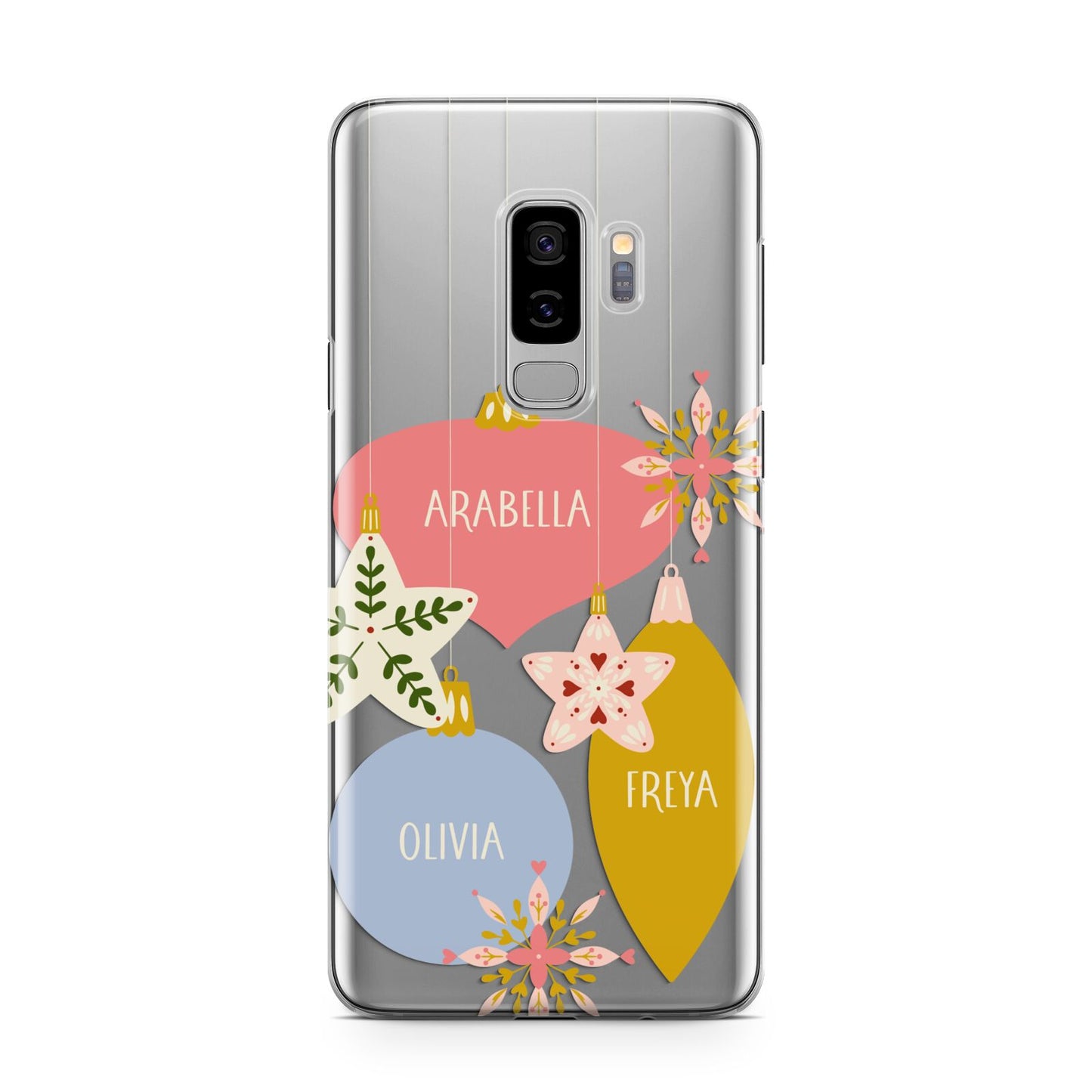 Personalised Christmas Bauble Samsung Galaxy S9 Plus Case on Silver phone