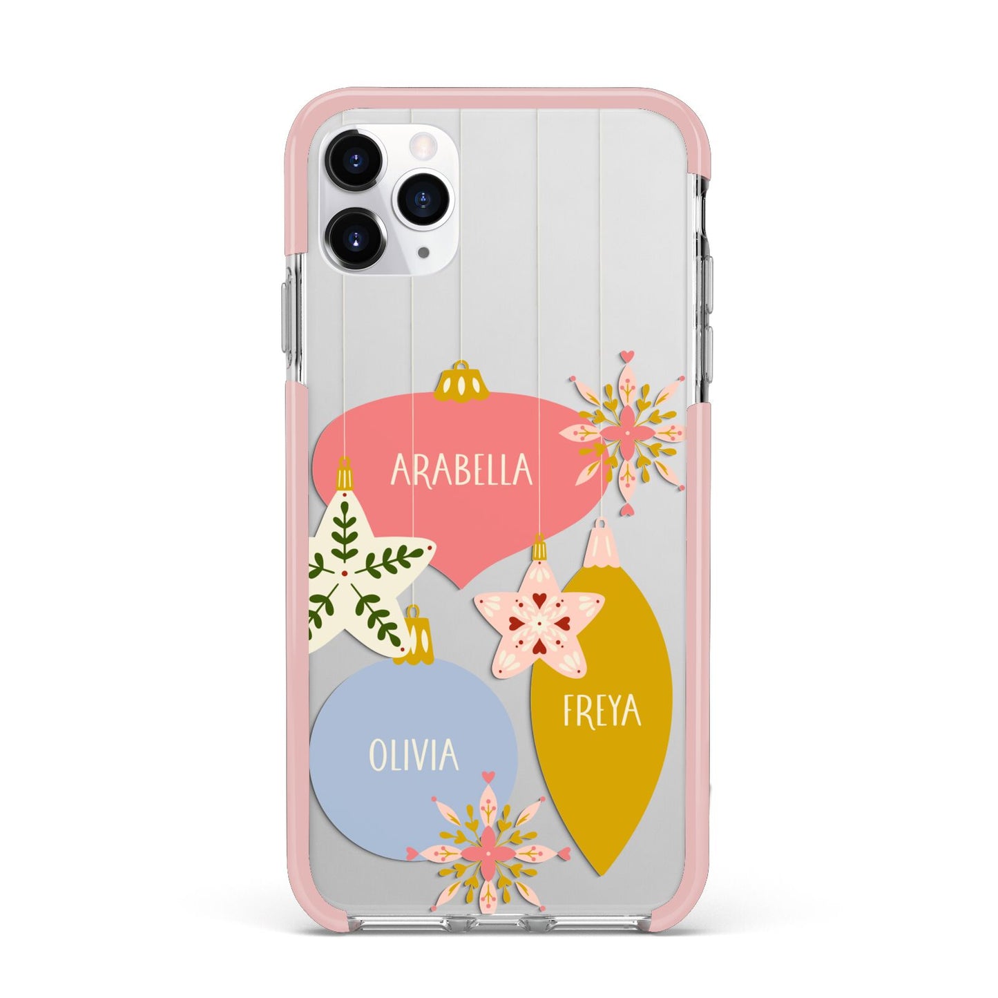 Personalised Christmas Bauble iPhone 11 Pro Max Impact Pink Edge Case