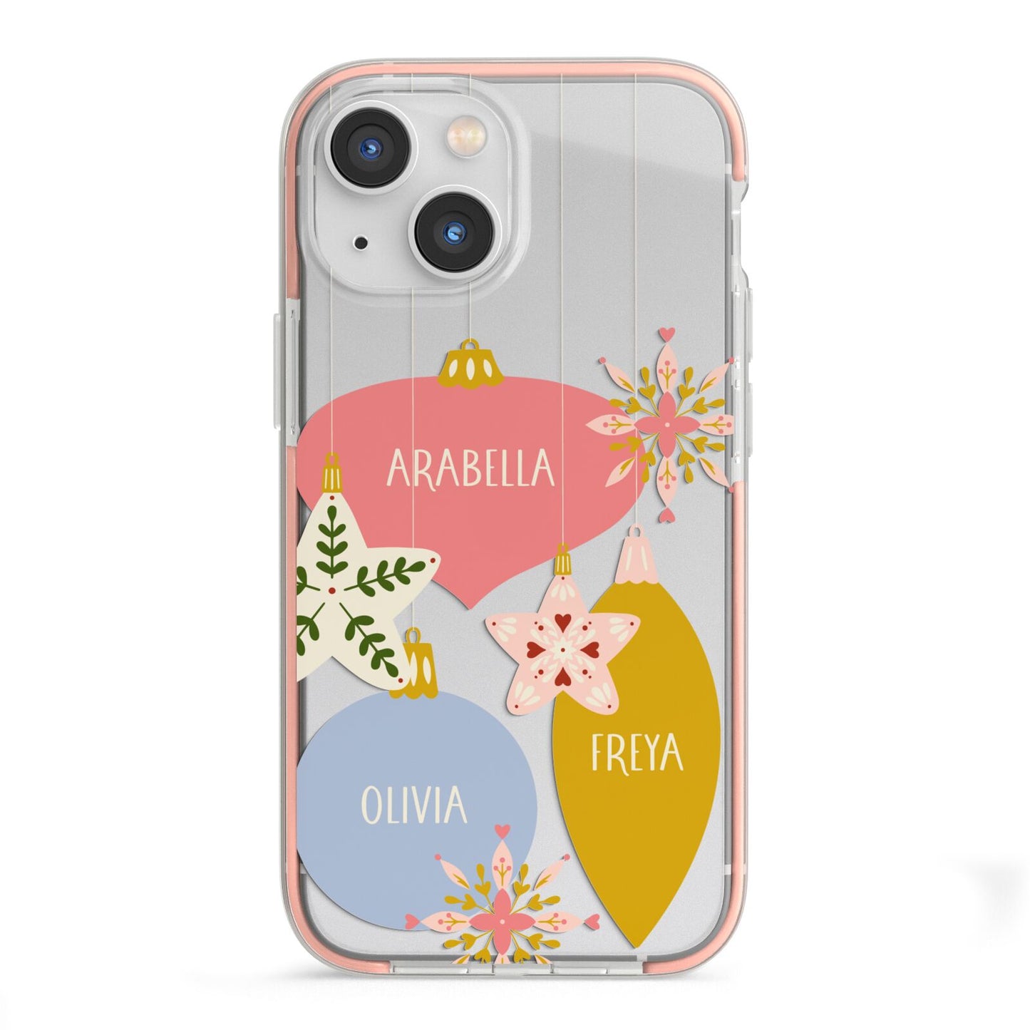 Personalised Christmas Bauble iPhone 13 Mini TPU Impact Case with Pink Edges