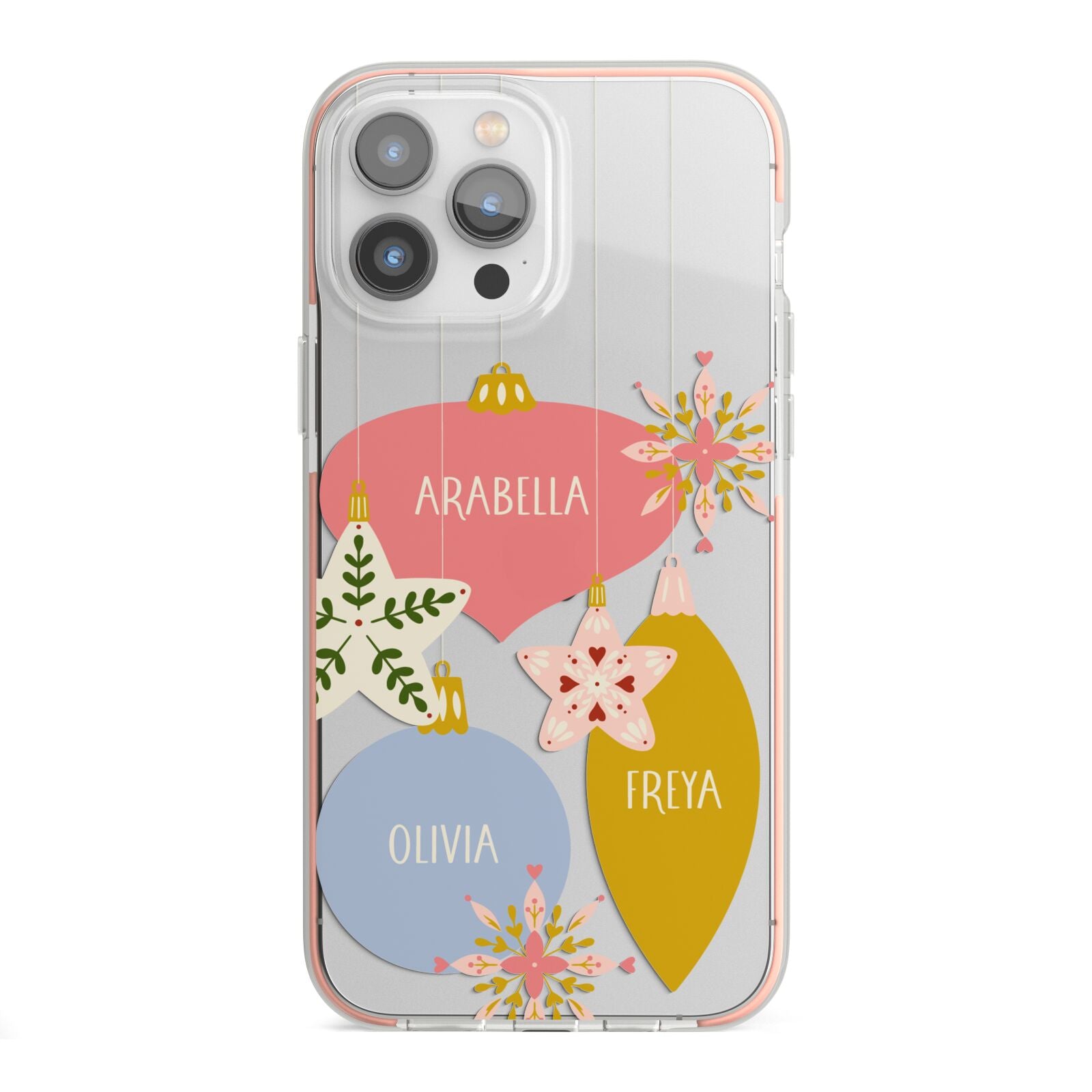 Personalised Christmas Bauble iPhone 13 Pro Max TPU Impact Case with Pink Edges