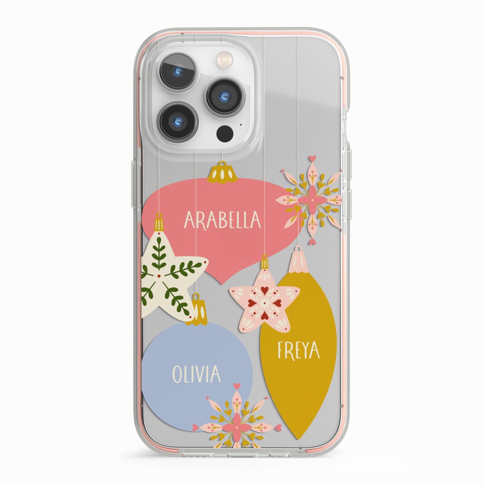 Personalised Christmas Bauble iPhone 13 Pro TPU Impact Case with Pink Edges