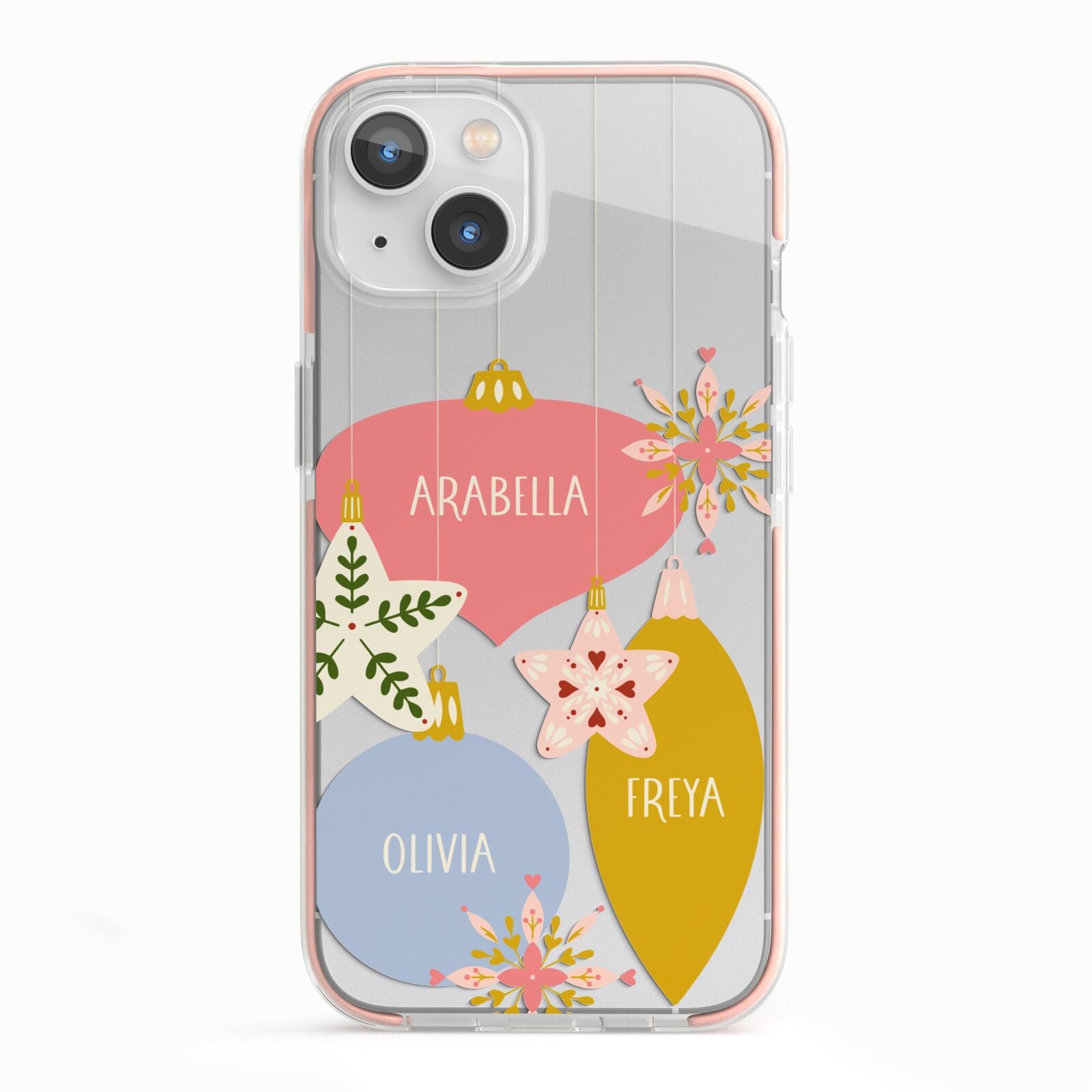 Personalised Christmas Bauble iPhone 13 TPU Impact Case with Pink Edges