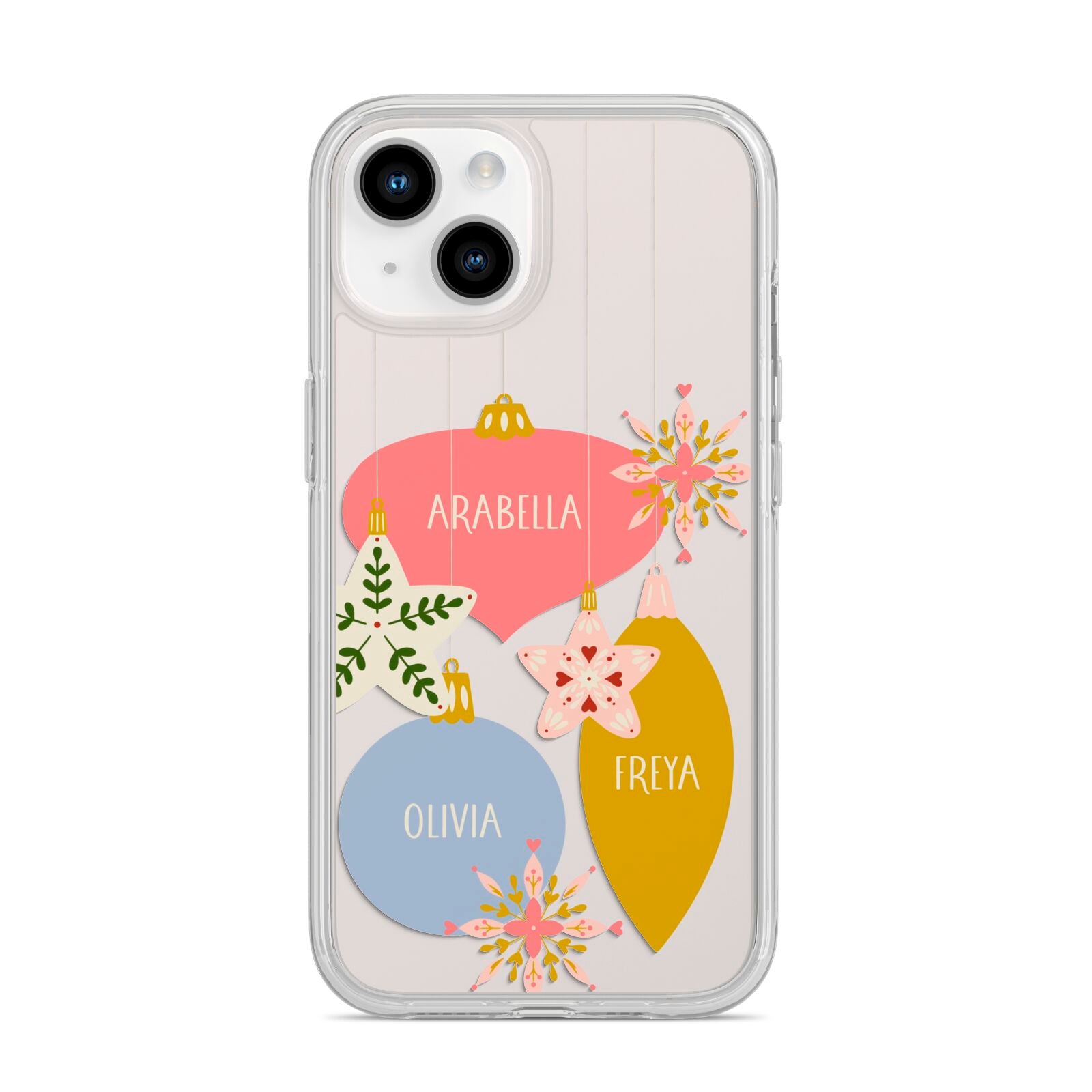 Personalised Christmas Bauble iPhone 14 Clear Tough Case Starlight
