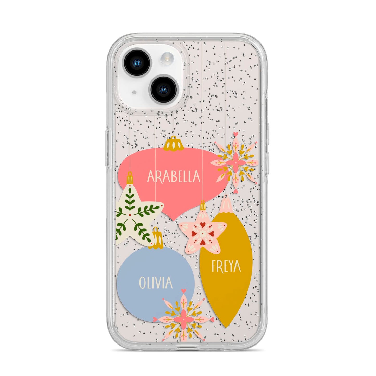 Personalised Christmas Bauble iPhone 14 Glitter Tough Case Starlight