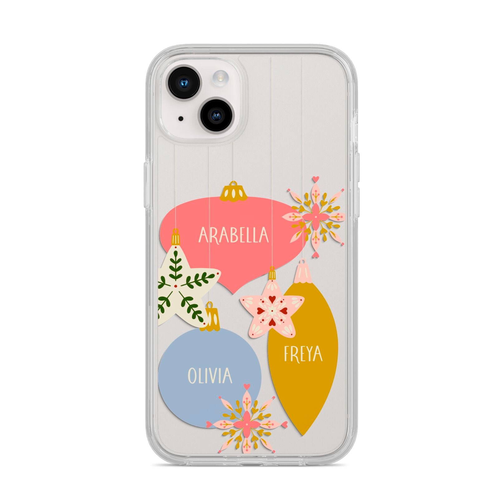 Personalised Christmas Bauble iPhone 14 Plus Clear Tough Case Starlight