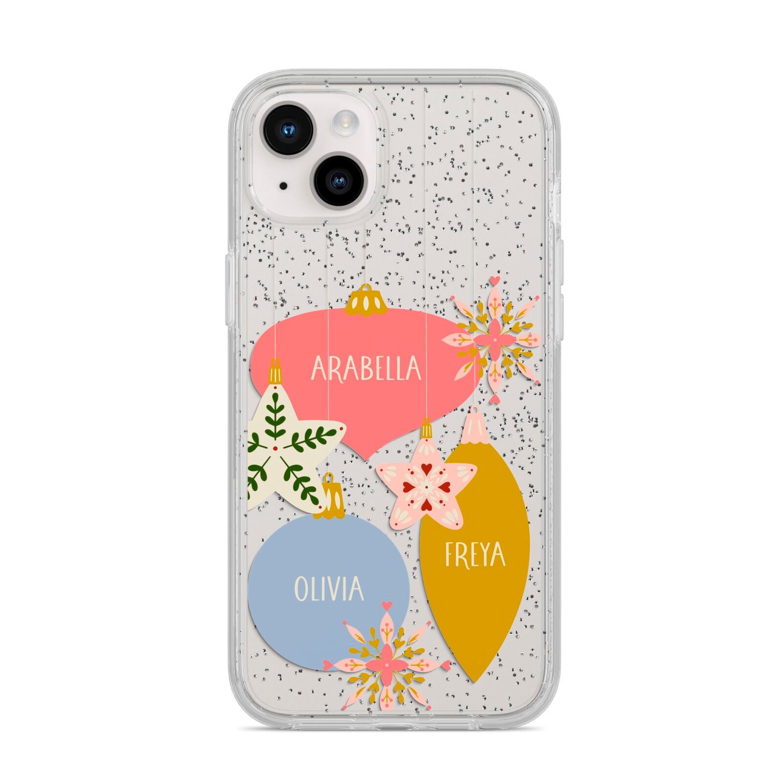 Personalised Christmas Bauble iPhone 14 Plus Glitter Tough Case Starlight